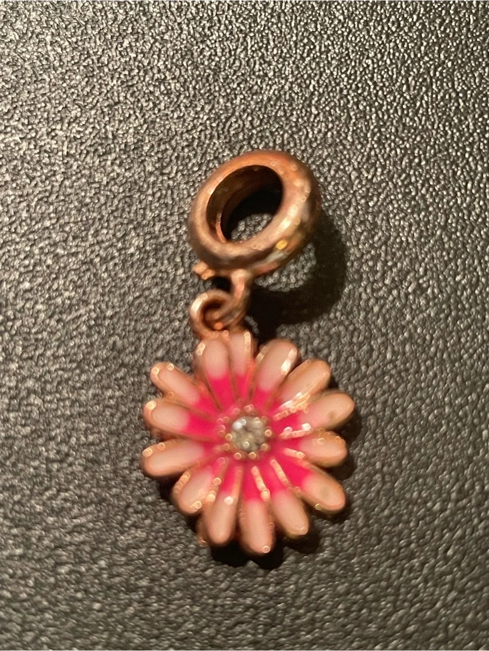 Pink Daisy Enamel Charm Pendant